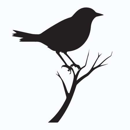 Bird on a branch. Silhouette of a bird. Vector illustrationのイラスト素材