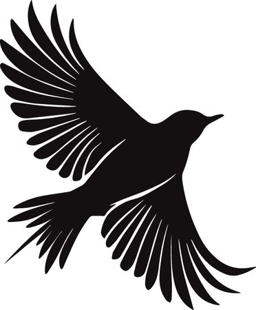 Flying Bird.Vector illustration ready for vinyl cutting on white background.のイラスト素材