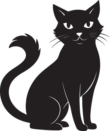 Black Cat.Vector illustration ready for vinyl cutting on white background.のイラスト素材