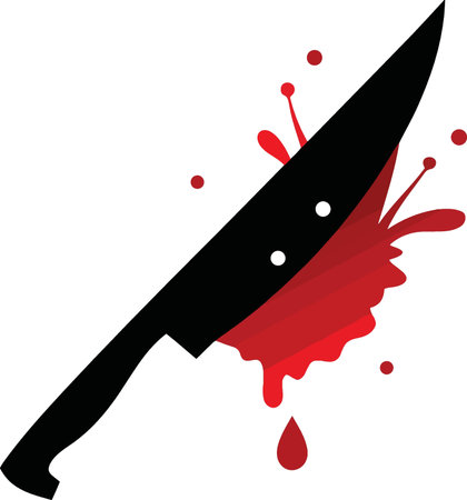 Knife and blood on a white background, vector illustration, clip-artのイラスト素材