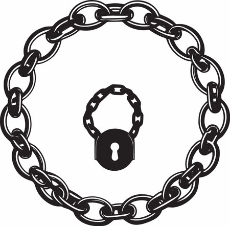 Chain and lock.Vector illustration ready for vinyl cutting or t-shirt design.のイラスト素材