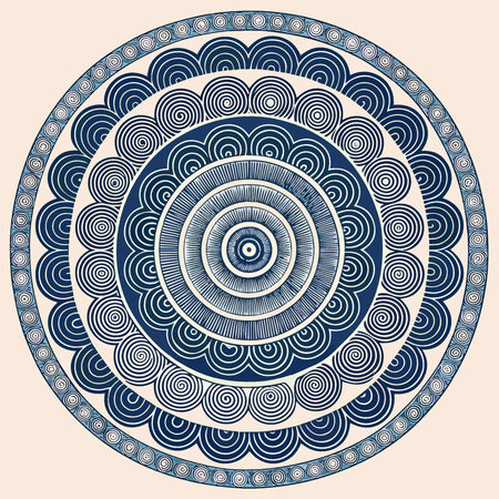 Round pattern in the form of a mandala on a beige backgroundのイラスト素材