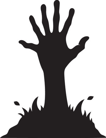 Zombie hand silhouette on white background. Vector illustration. Halloween.のイラスト素材