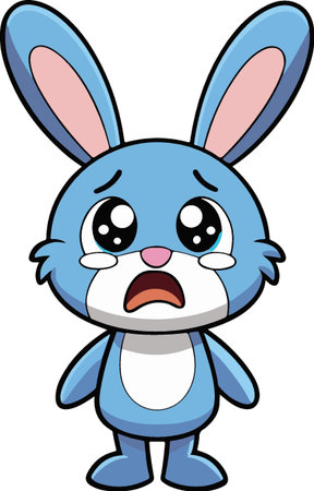 Cartoon Illustration of Cute Blue Easter Bunny Mascot Characterのイラスト素材