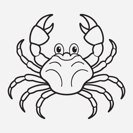 Crab. Coloring book for children. Black and white vector illustration.のイラスト素材