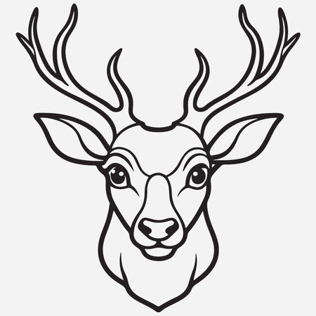 deer head, vector illustration, isolated on white background, design elementのイラスト素材