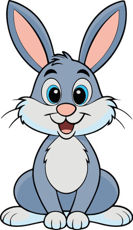 Cute rabbit vector illustration isolated on white background. Cartoon style.のイラスト素材