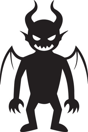 Devil silhouette isolated on white background. Vector illustration. Eps 10.