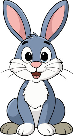 Cute rabbit cartoon sitting and smiling. Vector illustration of a cute bunny.のイラスト素材
