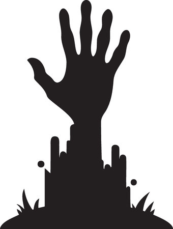 Zombie hand silhouette isolated on a white background. Vector illustration.のイラスト素材