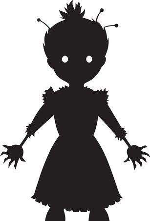 Black silhouette of a little fairy isolated on white background. Vector illustration.のイラスト素材