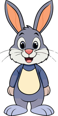 Rabbit Cartoon Vector Illustration, Isolated On Transparent Backgroundのイラスト素材