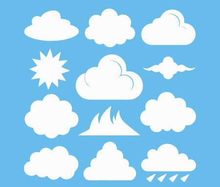 Clouds and weather icon set over blue background colorful design vector illustrationのイラスト素材