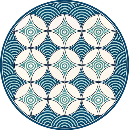 Round ethnic pattern. Geometric circle element in oriental style.のイラスト素材