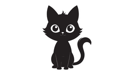 Cute cartoon black cat isolated on white background. Vector illustration.のイラスト素材