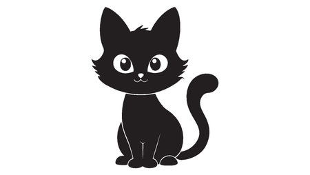 Cute black cat icon isolated on white background. Vector illustration.のイラスト素材