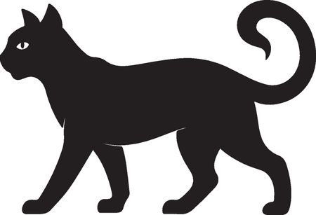 Black cat silhouette on a white background. Vector illustration for your designのイラスト素材