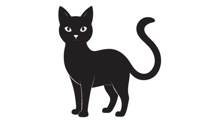 Black silhouette of a cat on a white background. Vector illustration.のイラスト素材