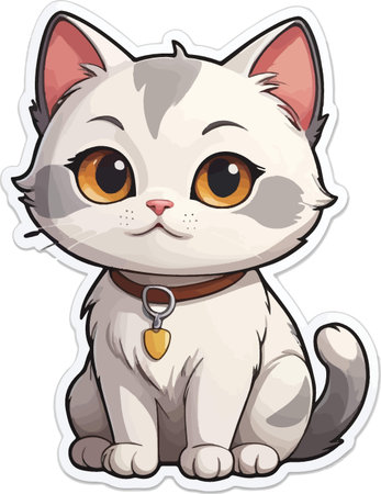 Cute cat sitting on white background illustration. Vector eps10のイラスト素材