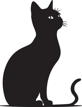 Black cat silhouette on a white background. Vector illustration for your designのイラスト素材
