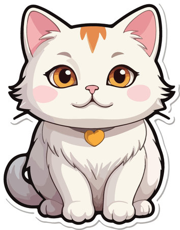 Cute cat on white background. Vector illustration in cartoon style.のイラスト素材