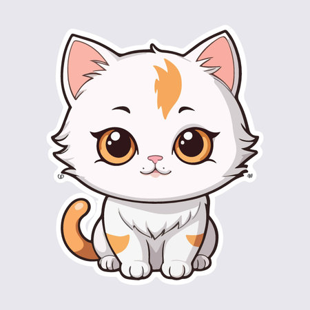 Cute cartoon cat. Vector illustration. Isolated on white background.のイラスト素材