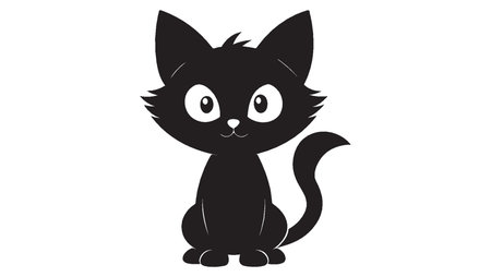 Cute cartoon black cat isolated on white background. Vector illustration.のイラスト素材