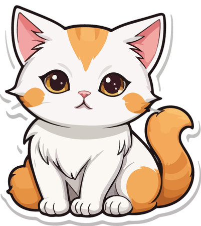 Cute cat sitting on a white background. Vector illustration in cartoon styleのイラスト素材