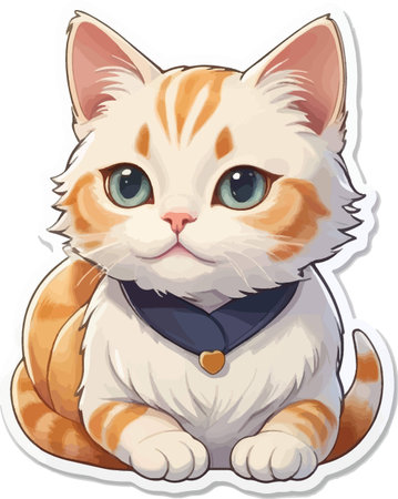 Illustration of a Cute Cat Wearing a Bow Tie and Sittingのイラスト素材