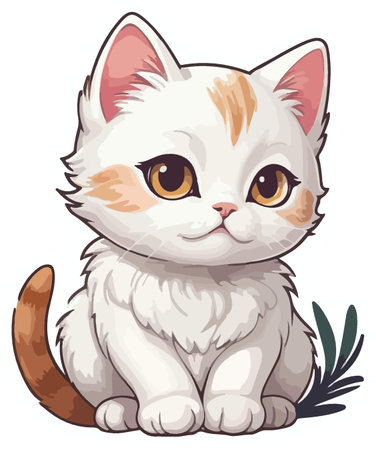 Cute kitten sitting on white background. Vector illustration for your designのイラスト素材