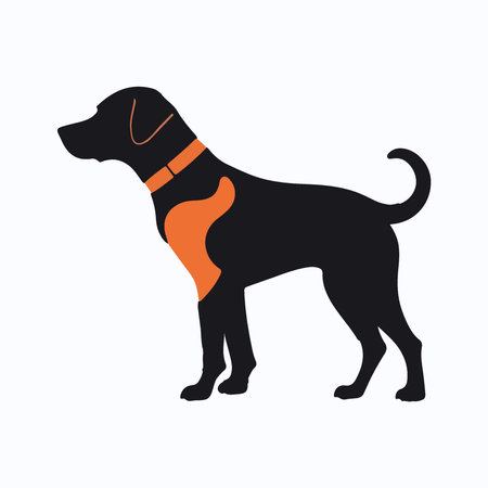 Vector illustration of a silhouette of a dog on a white background.のイラスト素材