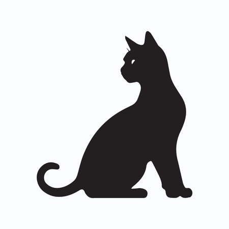 Black silhouette of a cat on a white background. Vector illustration.のイラスト素材