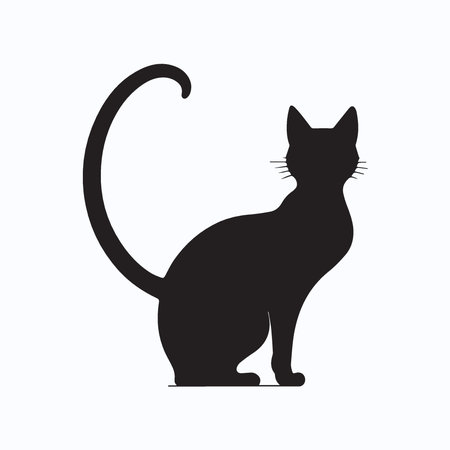 Black silhouette of a cat on a white background. Vector illustration.のイラスト素材