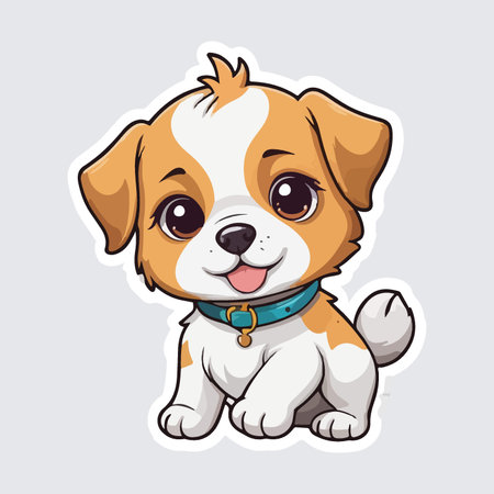 Cute cartoon dog isolated on a white background. Vector illustration.のイラスト素材