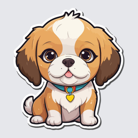 Cute cartoon dog. Vector illustration, isolated on white background.のイラスト素材