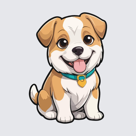 Cute cartoon dog. Vector illustration. Isolated on white background.のイラスト素材