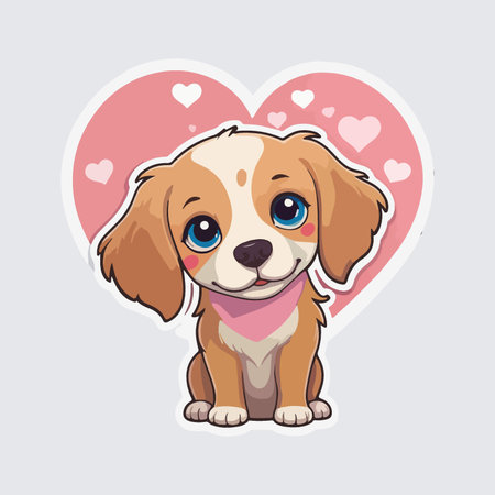Cute cartoon dog with heart. Vector illustration of a dog.のイラスト素材