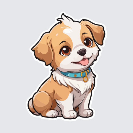 Cute cartoon dog. Vector illustration isolated on a white background.のイラスト素材