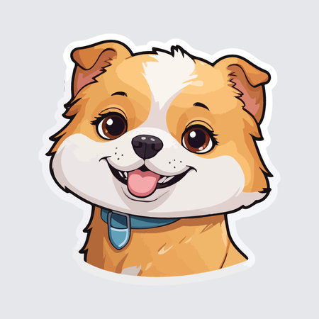 Cute cartoon dog. Vector illustration of a dog's head.のイラスト素材