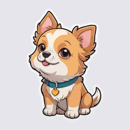 Cute cartoon chihuahua puppy on a gray background.のイラスト素材
