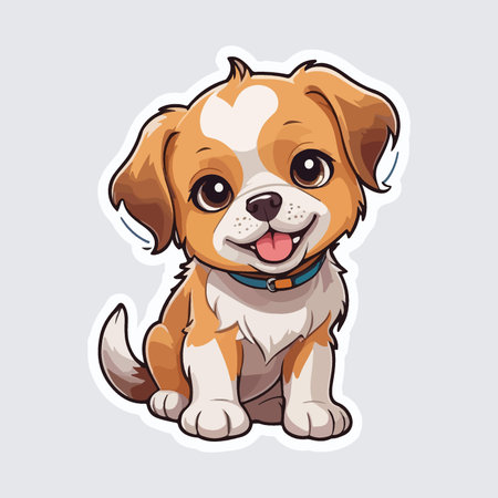 Cute cartoon dog isolated on a white background. Vector illustration.のイラスト素材