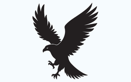Eagle silhouette isolated on light blue background. Vector Illustration.のイラスト素材