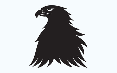 Eagle head silhouette isolated on blue background. Vector Illustration.のイラスト素材