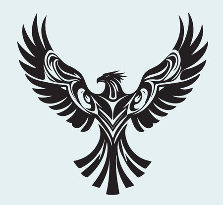 eagle tattoo on blue background, vector illustration, eps10のイラスト素材