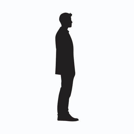 Vector illustration of a silhouette of a man in a coat on a white backgroundのイラスト素材