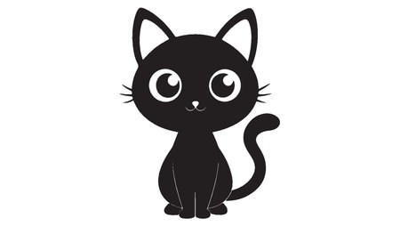 Cute black cat icon isolated on white background. Vector illustration.のイラスト素材