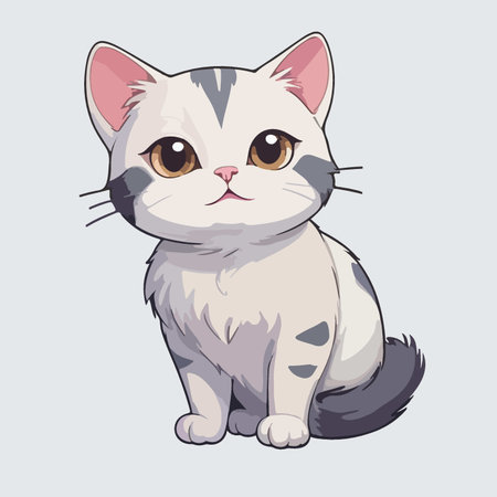 Cute cartoon cat. Vector illustration. Isolated on white background.のイラスト素材