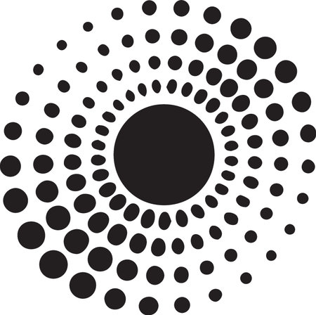 Halftone circle element. Radial, radiating lines.のイラスト素材