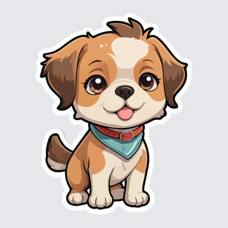 Cute cartoon dog. Vector illustration of a cute puppy dog.のイラスト素材