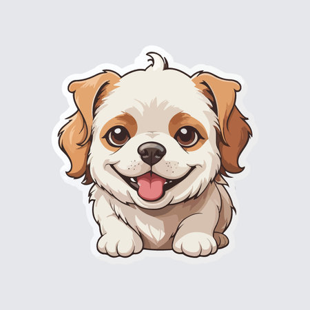 Cute cartoon Shih-tzu dog. Vector illustration.のイラスト素材
